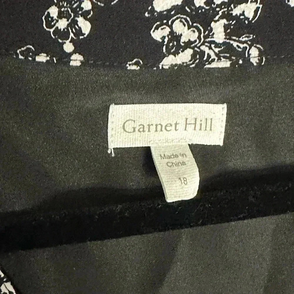 Garnet Hill Women's Sz 18 Lined Black & White Print Dress Drop Waist And Pockets - Picture 5 of 6